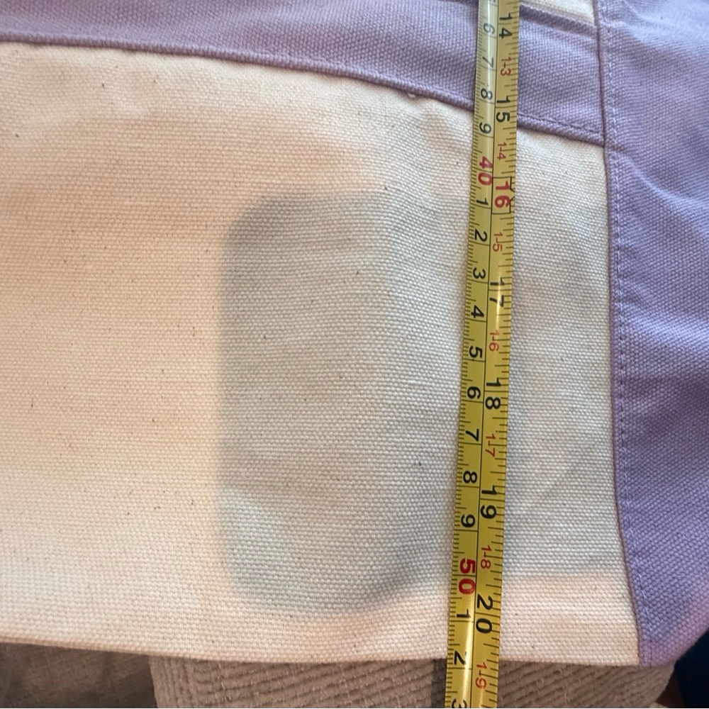 NWT Trader’s Joe’s Cream and Lavender Canvas Large Tote Bag - Picture 7 of 8